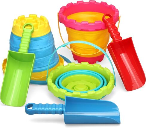 دلو الشاطئ القابل للطي، مجرفة جامبول، قالب قلعة الرمل، ألعاب للأطفال، دلو رمل قابل للطي، مجموعة أدوات الحديقة هدية عيد ميلاد للأطفال الصغار، متعددة الأغراض للتخييم وإبريق طعام الكلاب in Kuwait