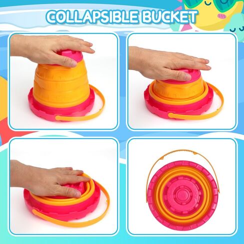 دلو الشاطئ القابل للطي، مجرفة جامبول، قالب قلعة الرمل، ألعاب للأطفال، دلو رمل قابل للطي، مجموعة أدوات الحديقة هدية عيد ميلاد للأطفال الصغار، متعددة الأغراض للتخييم وإبريق طعام الكلاب in Kuwait