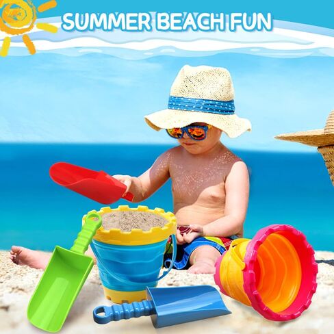 دلو الشاطئ القابل للطي، مجرفة جامبول، قالب قلعة الرمل، ألعاب للأطفال، دلو رمل قابل للطي، مجموعة أدوات الحديقة هدية عيد ميلاد للأطفال الصغار، متعددة الأغراض للتخييم وإبريق طعام الكلاب in Kuwait