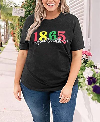 قميص Juneteenth مقاس كبير للسيدات قطع علوية ذات تاريخ أسود 1865 تي شيرت الحرية الأمريكية السوداء تي شيرت الثقافة السوداء (2-5X) in Kuwait