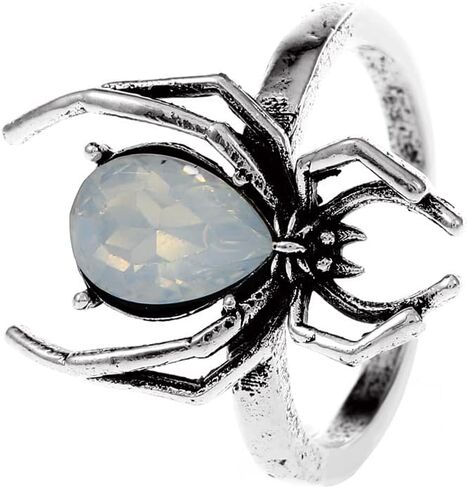 Punk Spider Open Stacking Ring Cubic Zirconia Crystal Adjustable Insect Statement Rings Knuckle Finger Bands Wedding Promise Eternity Rings Halloween Costume Accessory Gothic Jewelry Gifts for Women Girls Bff in Saudi Arabia