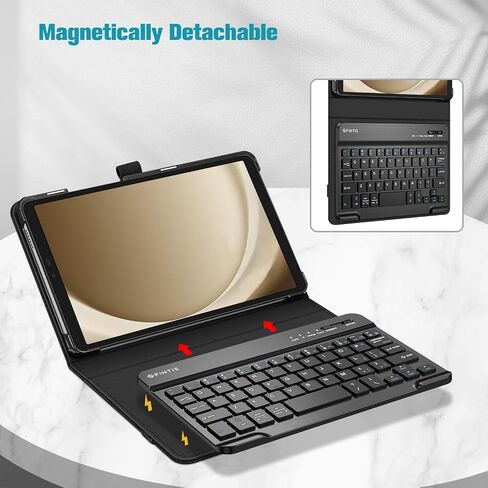 Fintie Folio Keyboard Case for Samsung Galaxy Tab A9 8.7 Inch 2023 Model (SM-X110/X115/X117), Premium Vegan Leather Smart Stand Back Cover w/Removable Wireless Bluetooth Keyboard, Black in Saudi Arabia