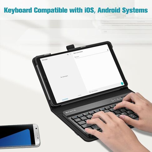 Fintie Folio Keyboard Case for Samsung Galaxy Tab A9 8.7 Inch 2023 Model (SM-X110/X115/X117), Premium Vegan Leather Smart Stand Back Cover w/Removable Wireless Bluetooth Keyboard, Black in Saudi Arabia