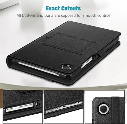 Fintie Folio Keyboard Case for Samsung Galaxy Tab A9 8.7 Inch 2023 Model (SM-X110/X115/X117), Premium Vegan Leather Smart Stand Back Cover w/Removable Wireless Bluetooth Keyboard, Black in Saudi Arabia
