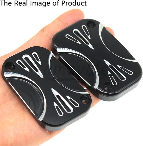 Brake Master Clutch Cylinder Covers CNC Aluminium Brake Master Cylinder Fluid Reservoir Cap Compatible with Harley Touring Electra Glide Road Glide 2008-2017. (style-1) in Saudi Arabia