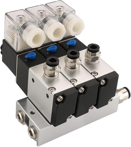 Baomain 3 صمام الملف اللولبي هوائي الفضاء 3V210-08 12VDC PT1/4 2 موقف 3 طريقة مشعب مع قاعدة كاتم الصوت مجموعة تركيبات سريعة in Saudi Arabia