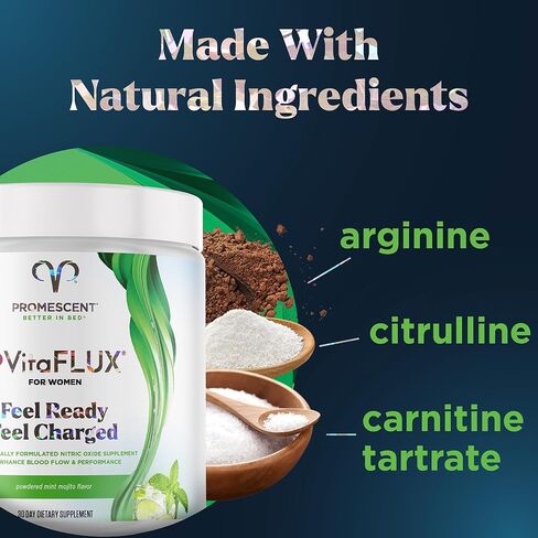 بروميسنت فيتافلوكس معزز أكسيد النيتريك للنساء، يدعم الدورة الدموية والطاقة والمزاج، ويحتوي على الأحماض الأمينية الأساسية L أرجينين 2000 مجم، L سيترولين 1000 مجم، L كارنيتين 1000 مجم (30 وجبة) in Kuwait