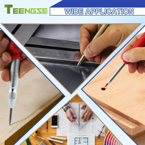 Carpenter Mechanical Pencils, Mechanical Woodworking Pencil Set with Built-in Sharpener, Automatic Center Hole Punch, Carpentry Marking Scribe Tools for Construction Architect DIY in Kuwait