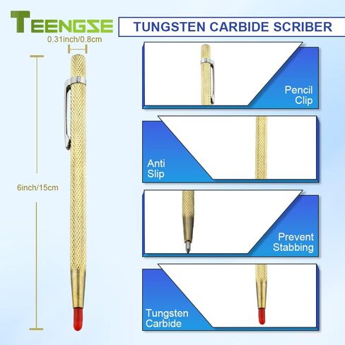 Carpenter Mechanical Pencils, Mechanical Woodworking Pencil Set with Built-in Sharpener, Automatic Center Hole Punch, Carpentry Marking Scribe Tools for Construction Architect DIY in Kuwait