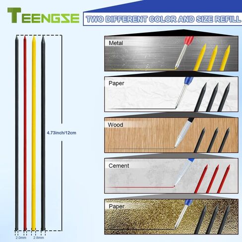Carpenter Mechanical Pencils, Mechanical Woodworking Pencil Set with Built-in Sharpener, Automatic Center Hole Punch, Carpentry Marking Scribe Tools for Construction Architect DIY in Kuwait