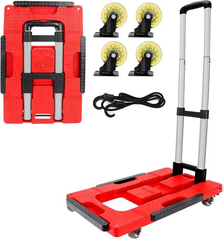 22x16.5in Portable Scalable Platform Trucks for Furniture Travel, 300LB Foldable Trolley Dolly Rolling Cart with Five Mute Wheels, Grocery Luggage Collapsible Moving Hand Heavy Duty Push Truck Shopp in Kuwait