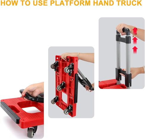 22x16.5in Portable Scalable Platform Trucks for Furniture Travel, 300LB Foldable Trolley Dolly Rolling Cart with Five Mute Wheels, Grocery Luggage Collapsible Moving Hand Heavy Duty Push Truck Shopp in Kuwait