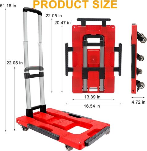 22x16.5in Portable Scalable Platform Trucks for Furniture Travel, 300LB Foldable Trolley Dolly Rolling Cart with Five Mute Wheels, Grocery Luggage Collapsible Moving Hand Heavy Duty Push Truck Shopp in Kuwait