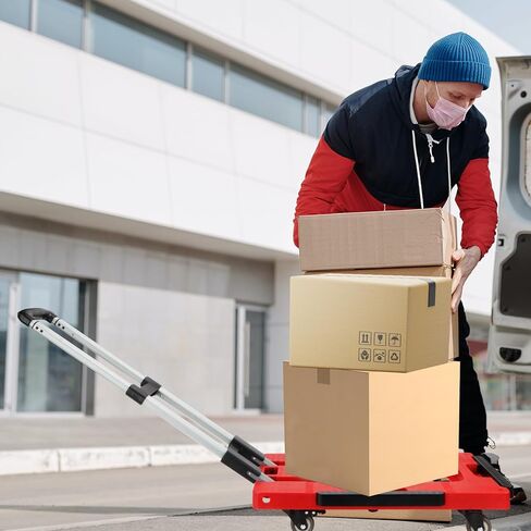 22x16.5in Portable Scalable Platform Trucks for Furniture Travel, 300LB Foldable Trolley Dolly Rolling Cart with Five Mute Wheels, Grocery Luggage Collapsible Moving Hand Heavy Duty Push Truck Shopp in Kuwait