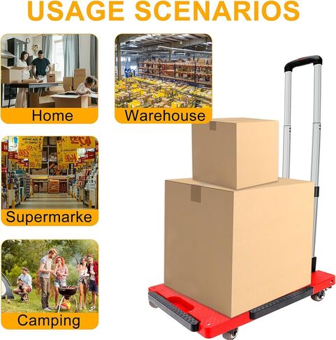 22x16.5in Portable Scalable Platform Trucks for Furniture Travel, 300LB Foldable Trolley Dolly Rolling Cart with Five Mute Wheels, Grocery Luggage Collapsible Moving Hand Heavy Duty Push Truck Shopp in Kuwait