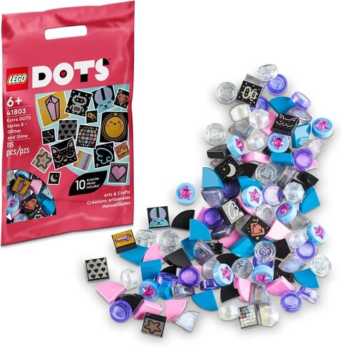 LEGO DOTS Extra DOTS Series 8 – Glitter and Shine 41803, Tiles Set for Bracelets, Message Boards, Room Décor, Bag Tags, Kids Arts and Crafts Kit in Saudi Arabia