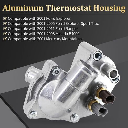 Dokili Aluminum Thermostat Housing Assembly 4L5E8A586AB Fit for 2001-2005 Ford Explorer for 2001-2011 Ranger for 2001-2008 Mazda B4000 for 2001 Mercury Mountainee in Saudi Arabia