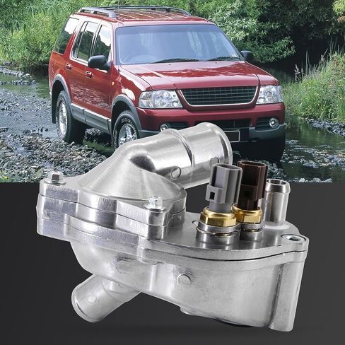 Dokili Aluminum Thermostat Housing Assembly 4L5E8A586AB Fit for 2001-2005 Ford Explorer for 2001-2011 Ranger for 2001-2008 Mazda B4000 for 2001 Mercury Mountainee in Saudi Arabia
