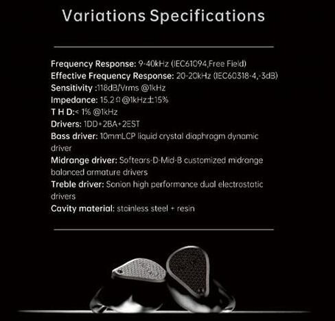 سماعة أذن Fanmusic Moondrop Variations 1DD+2BA+2EST Tribrid Technology داخل الأذن مع كابل قابل للتبديل in Kuwait