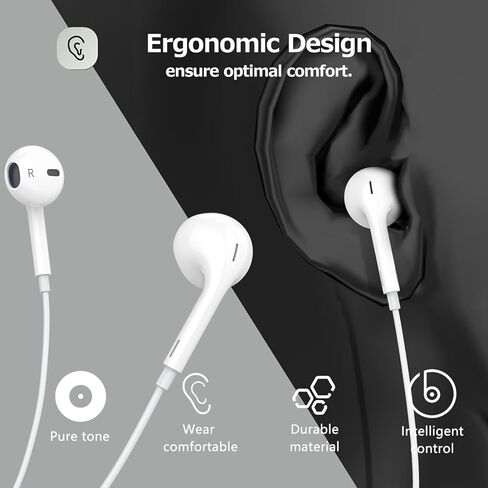 سماعات أذن Apple Earbuds 2 Pack [معتمدة من MFi] سماعات iPhone السلكية (ميكروفون مدمج والتحكم في مستوى الصوت) سماعات رأس عازلة للضوضاء لهاتف iPhone 14/13/12/11/SE/X/XR/XS/8/7 in Kuwait