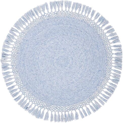 SAFAVIEH Sahara Collection 3' Round Beige SAH490A Handmade Boho Tassel Area Rug in Saudi Arabia