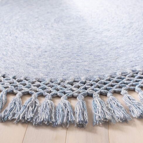 SAFAVIEH Sahara Collection 3' Round Beige SAH490A Handmade Boho Tassel Area Rug in Saudi Arabia