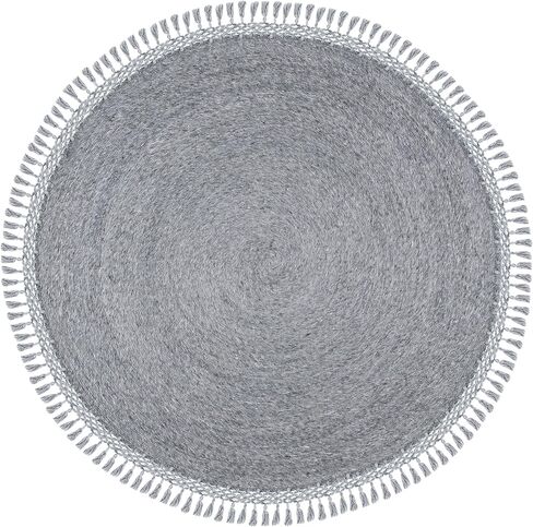 SAFAVIEH Sahara Collection 3' Round Beige SAH490A Handmade Boho Tassel Area Rug in Saudi Arabia