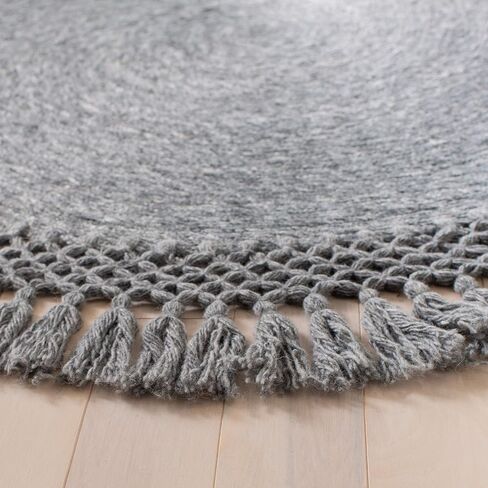 SAFAVIEH Sahara Collection 3' Round Beige SAH490A Handmade Boho Tassel Area Rug in Saudi Arabia