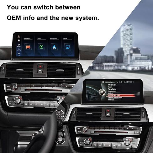 وحدة رأس Linux PEMP مقاس 10.25 بوصة لسيارة BMW 3 Series F30 F20 NBT CIC لاسلكية وسلكية CarPlay مكالمات شاشة Android التلقائية باستخدام بلوتوث OEM. in Kuwait