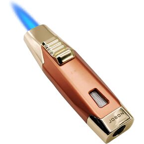 JOBON Torch Lighter, Adjustable Double Jet Flame Refillable Lighter with Gas Window for Candle Grill Baking Camping (Butane Not Included) (Gold) in Kuwait
