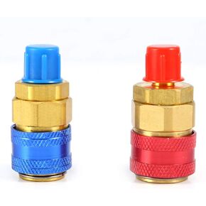 R134a Auto Car Quick Coupler Connector Brass Adapters, Air Conditioner Mini System Vacuum Port Adapter Low & High Side AC Manifold