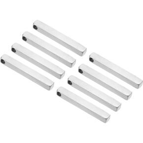 PATIKIL 8pcs Metal Stamping Blanks, Rectangle Stamping Tags Blanks 38x5mm DIY Aluminum Steel Tag Solid Bar Pendants, Silvery