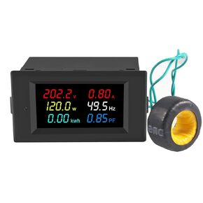 AC Display Meter 80-300V 100A Voltage Current Power Factor Frequency Electric Energy Monitor Ammeter Voltmeter Multimeter Tester 110V 220V Digital Color LCD Volt Amp Watt Detector Reader Panel (2PCS)