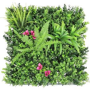 ECOOPTS 40"x40" Faux Ivy Privacy Fence Screen Artificial Boxwood Panels Topiary Hedge Plants for Indoor Outdoor Decoration, 3 Mixed Leave, 1 Pack