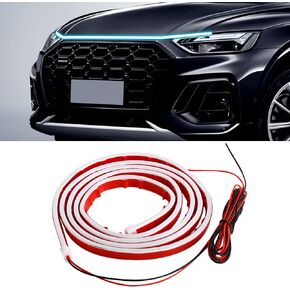 شريط إضاءة لغطاء السيارة مقاس 70 بوصة، شريط أضواء LED نهاري تلقائي، شريط إضاءة أمامي مرن 12 فولت لتزيين غطاء محرك السيارة، ملحقات خارجية للسيارات وسيارات الدفع الرباعي والشاحنات (أبيض)