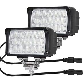 2PACK 6.3IN Led Work Light 12/24V, High Power Rectangular 45W 5500LM Bright Led Pod Flood Offroad Lights Bar Waterproof for Truck, Tractor,ATV, SUV, UTV,with DT Connector