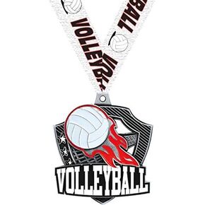 Volleyball Medals - 2.25" Silver Volleyball Team Medal Awards Prime