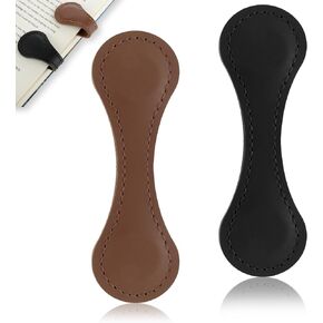 2pcs Leather Magnetic Bookmarks, Personalized Leather Magnetic Bookmark Vintage Text Book Marker Clips Handmade Page Markers for Book Lovers Readers Women Men Kids(Brown+Black)