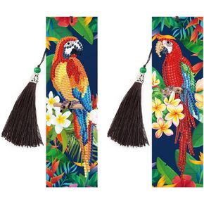 Gigicloud Diamond Bookmark, Delicate Lovely DIY Painting Bookmark 5d Rhinestone Painting Bookmarks Butterflies Flower Theme Beaded Bookmarks with Tassel for Adults Kids Craft Supplies,SQ29 Flowers 1