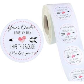 500 Pieces Your Order Made My Day Stickers Decorative Business Stickers Thank You Stickers Self-Adhesive Round Circle Thank You Label for Envelope Bag Seals Party Supplies (Red, 3 cm/ 1.2 Inch)