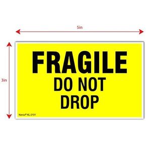 Kenco 3" X 5" Fragile Do not Drop Fluorescent Shipping Label Stickers - 500 Permanent Adhesive Labels Per Roll