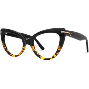 Voogueme Reading Glasses Stylish Cat Eye Blue Light Blocking Glasses Block UV Anti Eyestrain for Women Veromca 0.00 X Strength