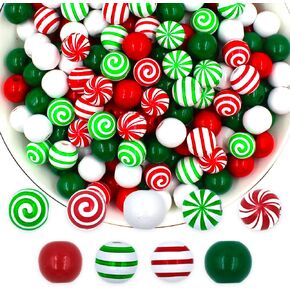 240 قطعة من الخرز الخشبي لحلوى عيد الميلاد، خرز حلوى المصاصة مع لون أحمر وأخضر وأبيض، خرزة حرفية مستديرة لحرف مجوهرات إكليل DIY لمستلزمات حفلات شجرة عيد الميلاد ديكور المنزل in Kuwait
