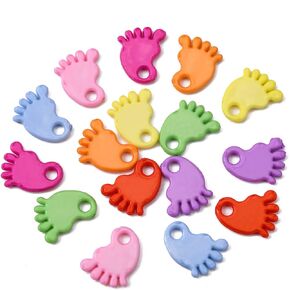 DanLingJewelry 1200pcs Craft Supplies Baby Feet Charms Colorful Acrylic Baby Foot print Charms for Jewelry Making DIY Party Decoration