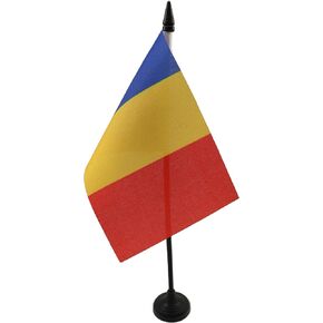 AZ FLAG Chad Table Flag 4'' x 6'' - Chadian Desk Flag 15 x 10 cm - Black Plastic Stick and Base