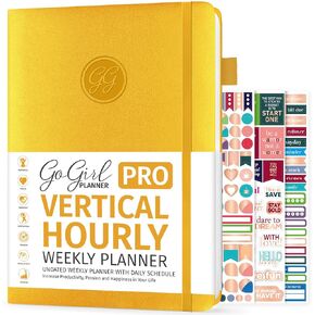 GoGirl Planner PRO Schedule - Undated Planner with Hourly Time Slots, Monthly, Weekly & Daily Organizer, Appointment Book for time Management, 7"x10" Hardcover, Lasts 1 Year - Fuchsia