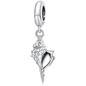 WOSTU Ocean Conch Dangle Charm 925 Sterling Silver Summer Ocean Pendant Charms For Necklaces and Bracelets Jewelry Gift for Women Girls Birthday Mothers Day