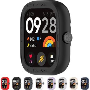 MOTONG Compatible with Redmi Watch 4 Protective Case - Silicone Protective Watch Case Cover Shell Compatible with Redmi Watch 4(Silicone Black)
