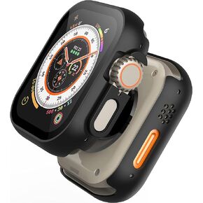 [2 Pack] Roity 49mm Case Built in Tempered Glass Screen Protector Compatible for 2022 New Apple Watch Ultra 49mm, Ultra-Thin Shockproof Hard PC Full Protective Cover for iWatch, Black