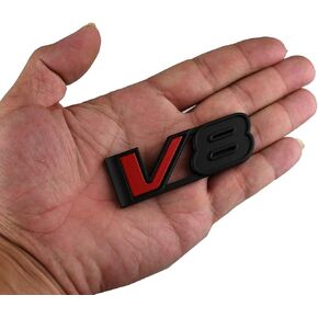 1x V8 Emblem 3D Badge Car Decal Nameplate Replacement for All Car Truck Canyon Colorad (Black/Red)